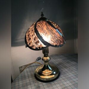 Vtg gold base lamp with plastic cheetah shade